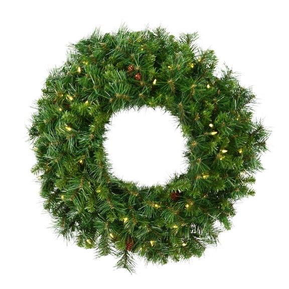 Vickerman 30" Cheyenne Pine LED Lights Artificial Christmas Wreath in Green