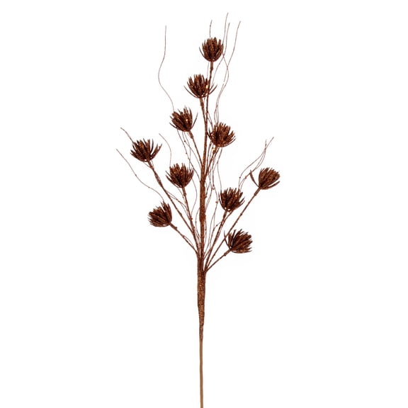 Vickerman 30" Copper Mini Flower Glitter Spray, 6 per bag.