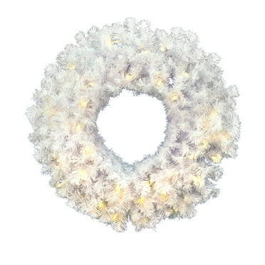 Vickerman 30" Crystal White Spruce Artificial Christmas Wreath with Warm White LED Mini Lights