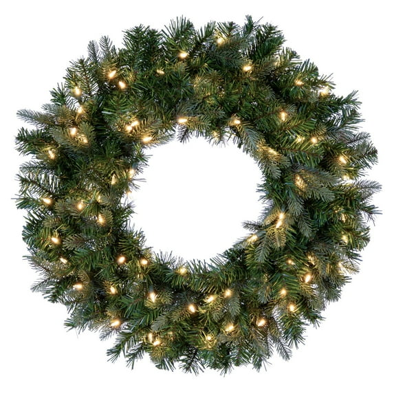 Vickerman 30" Douglas Fir Artificial Pre-Lit Wreath, Dura-Lit® Warm White LED Mini Lights.