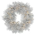 thumbnail image 1 of Vickerman 30" Flocked Alberta Artificial Christmas Wreath, Warm White LED Lights, 1 of 2