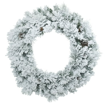 Vickerman 30" Flocked Ashton Pine Artificial Christmas Wreath, Unlit