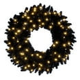 thumbnail image 1 of Vickerman 30" Flocked Black Fir Pre-Lit Artificial Wreath, Dura-Lit® Warm White LED Mini Lights., 1 of 6