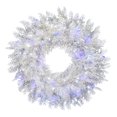 thumbnail image 1 of Vickerman 30" Flocked Cedar Pine Artificial Christmas Wreath, Pure White and Blue Low Voltage LED Wide Angle Twinkle Lights., 1 of 1