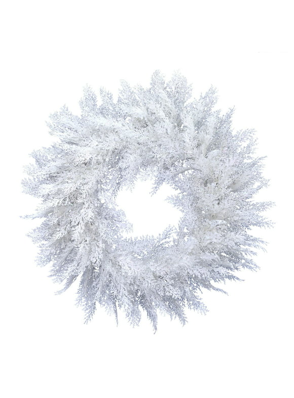 Vickerman 30" Flocked Cedar Pine Artificial Christmas Wreath, Unlit