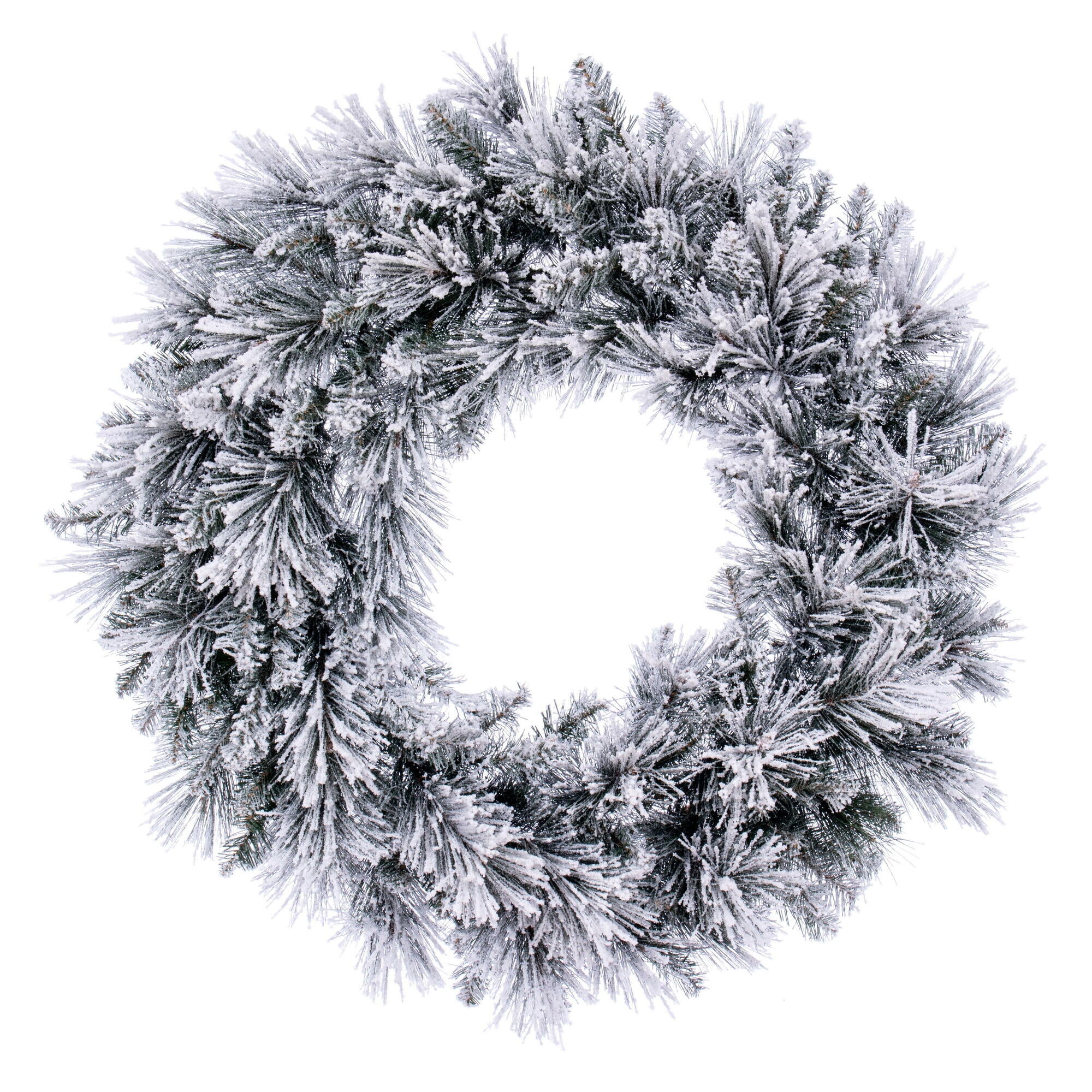 30" Flocked Pine Artificial Christmas Wreath with PVC Tips