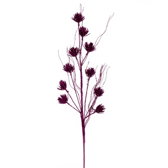 Vickerman 30" Fuchsia Mini Flower Glitter Spray, 6 per bag.