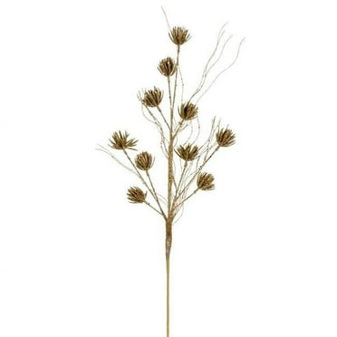 Vickerman 30" Gold Mini Flower Glitter Spray, 6 per bag.