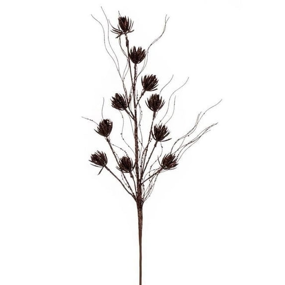 Vickerman 30" Mocha Mini Flower Glitter Spray, 6 per bag.