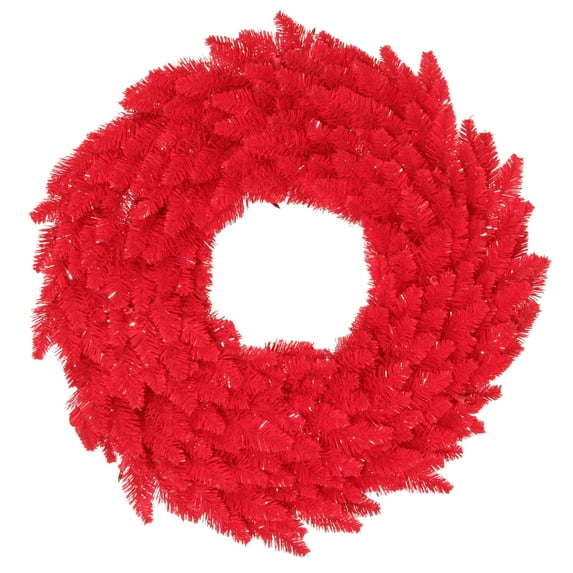 Vickerman 30" Red Fir Artificial Christmas Wreath, Red Dura-lit Incandescent Mini Lights - Faux Christmas Wreath - Indoor Seasonal Home Decor
