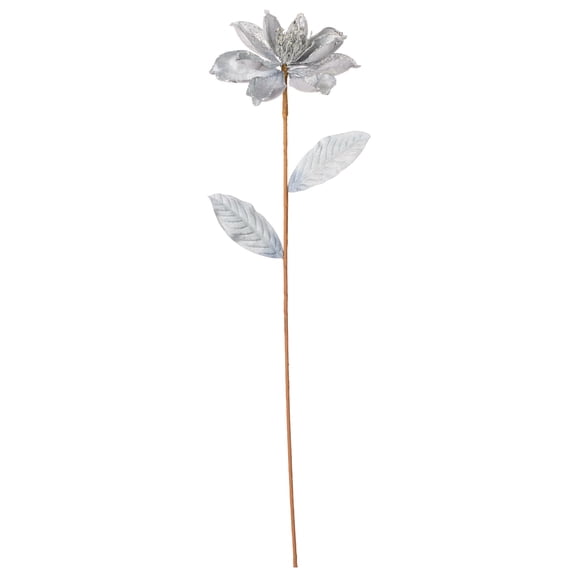 Vickerman 30" Silver Glitter Magnolia Artificial Christmas Spray. Includes 2 sprays per pack.