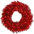 thumbnail image 1 of Vickerman 30" Tinsel Red Fir Artificial Christmas Wreath, Red Dura-Lit LED lights., 1 of 2