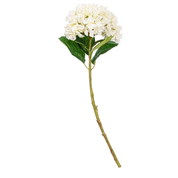 Vickerman 30" White Large Artificial Hydrangea with leaves on Stem.