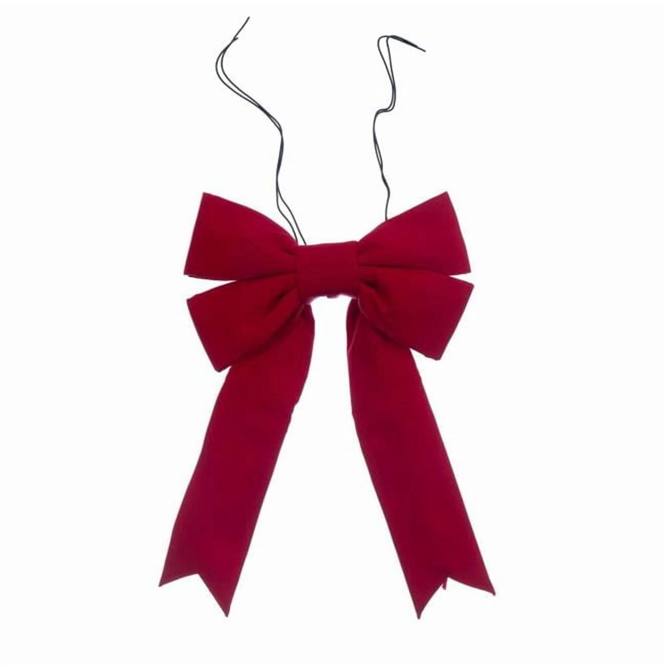 Vickerman L230330 30 x 37.5 in. Red Canvas Gold Trim Outdoor Christmas Bow with UV Treated Material & Wire to Hang - 9 in.