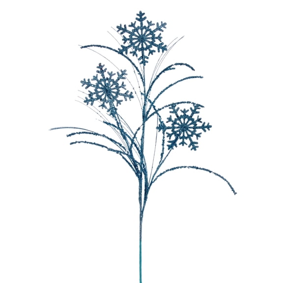Vickerman 31" Baby Blue Snowflake Glitter Spray, 6 per bag.