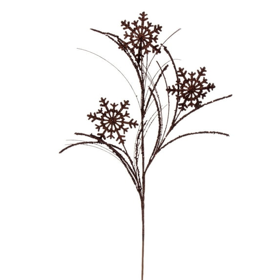 Vickerman 31" Chocolate Snowflake Glitter Spray, 6 per bag.