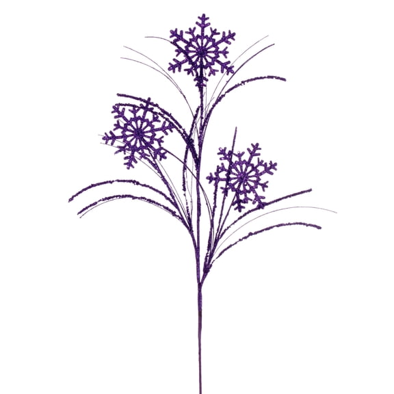 Vickerman 31" Purple Snowflake Glitter Spray, 6 per bag.