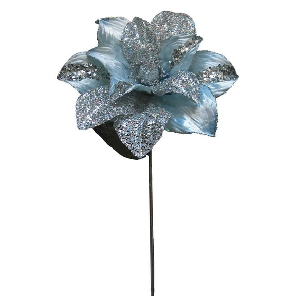 Vickerman 31" Silver Glitter Magnolia Artificial Christmas Pick