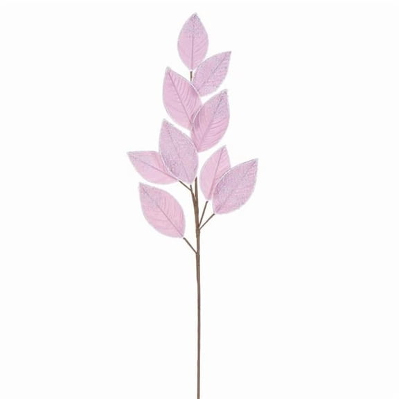 Vickerman RG253379 32 in. Pink Velvet Pearl Leaf Spray - 2 per Bag