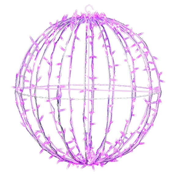 Vickerman 324Lt x 30" Fold Flat Pink Led Twinkle Jumbo Hanging Sphere.