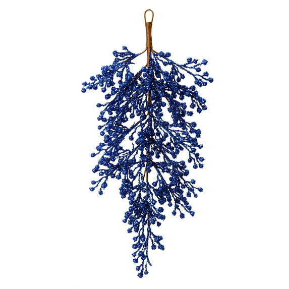 Vickerman 33" Blue Glitter Berry Artificial Christmas Door Swag, Unlit