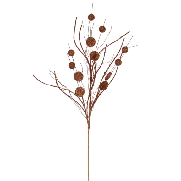 Vickerman 33" Copper Ball and Coin Glitter Twig Spray, 6 per bag.