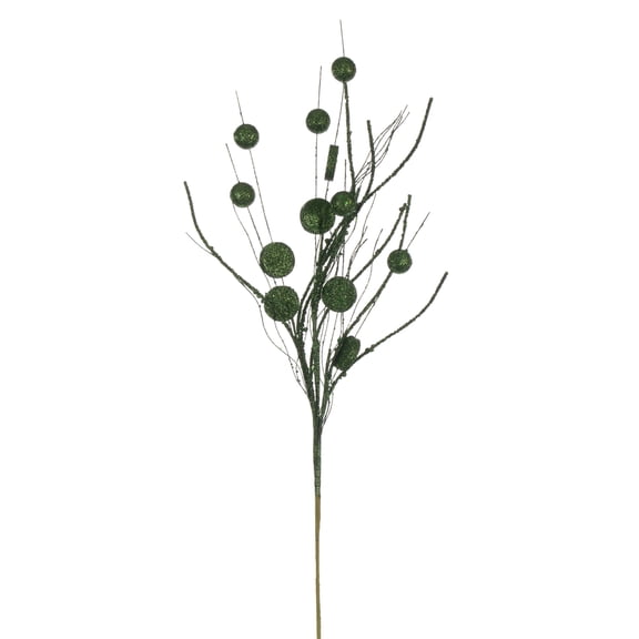 Vickerman 33" Juniper Ball and Coin Glitter Twig Spray, 6 per bag.