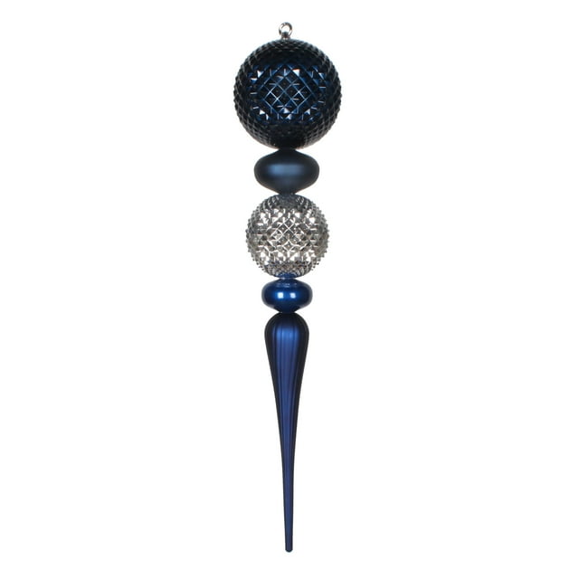 Vickerman 33" Midnight Blue, Silver, and Blue Durian Candy and Matte Finial Ornament