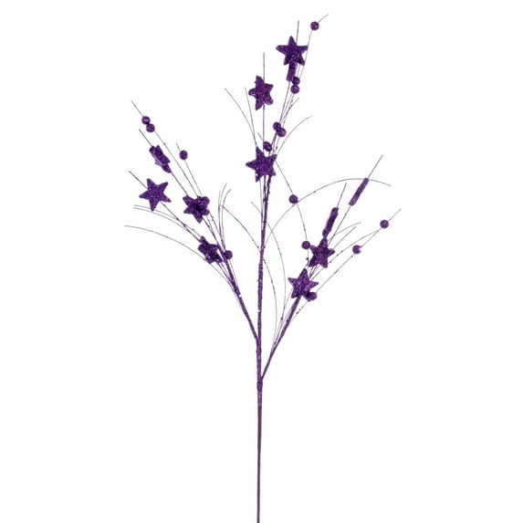 Vickerman 33" Purple Star and Ball Glitter Spray, 6 per bag.