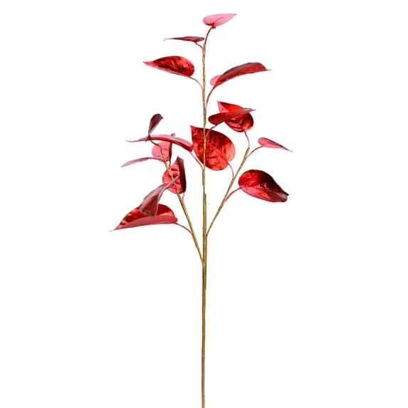 Vickerman 33" Red Shiny Leaf Artificial Christmas Spray. Includes 2 sprays per pack.