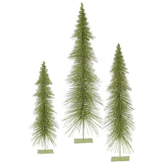 Vickerman 33339 - 24" 30" 36" Lime Green Glitter Layered Tree Set Christmas Tree Set (L138413)