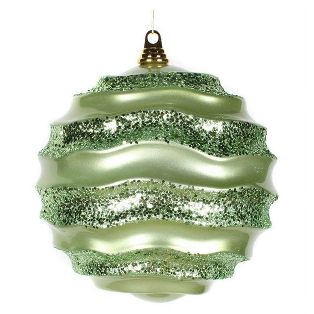 Vickerman 33631 - 9.8" Celadon Candy Glitter Wave Ball Christmas Tree Ornament (M132354)