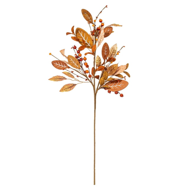 Vickerman 34" Artificial Light Brown Fall Berry and Wood Leaf Spray, 2 per bag.
