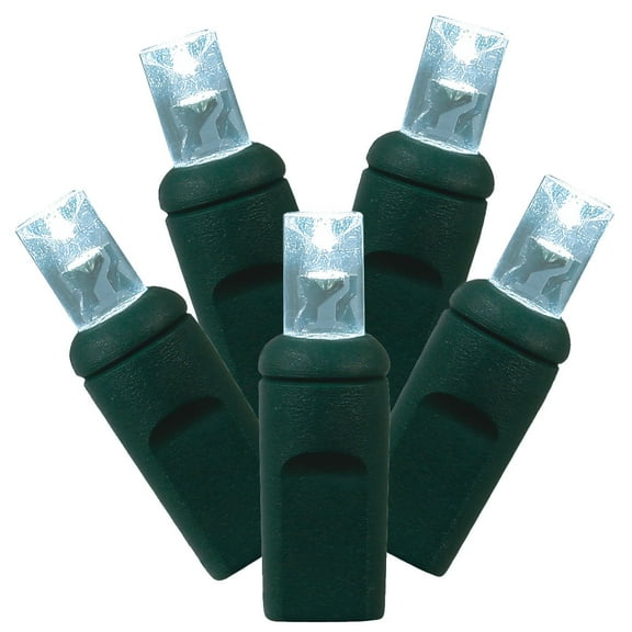 Vickerman 34' Cool White Single Mold Wide Angle LED Christmas light set, Green Wire