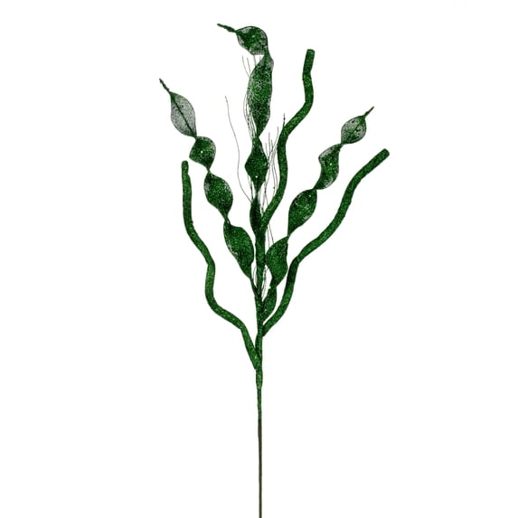 Vickerman 34" Green Multi Spiral Glitter Spray, 4 per bag.