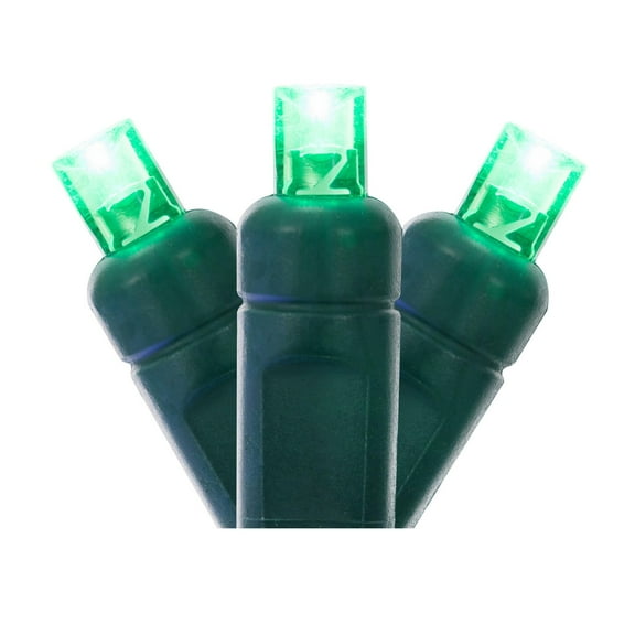 Vickerman 34' Green Single Mold Wide Angle LED Christmas light set, Green Wire