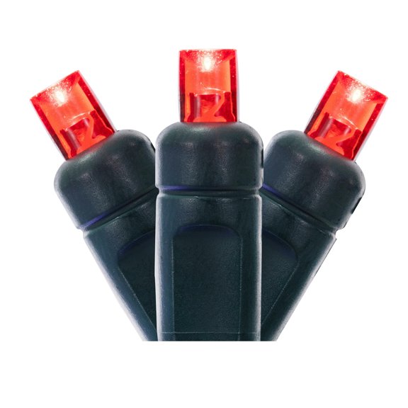 Vickerman 34' Red Single Mold Wide Angle LED Christmas light set, Green Wire