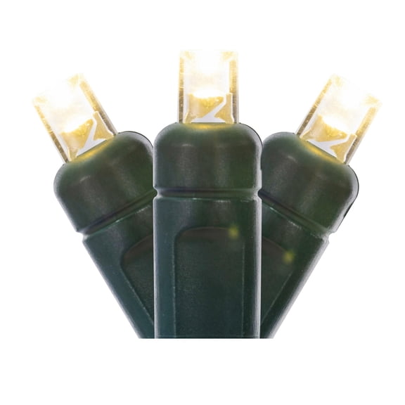 Vickerman 34' Warm White Single Mold Wide Angle LED Christmas light set, Green Wire