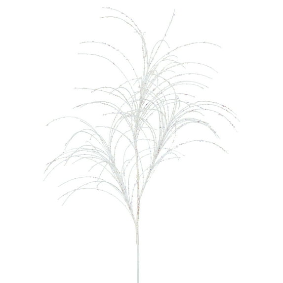 Vickerman 34" White Glitter Grass Artificial Christmas Spray. Includes 6 sprays per pack.