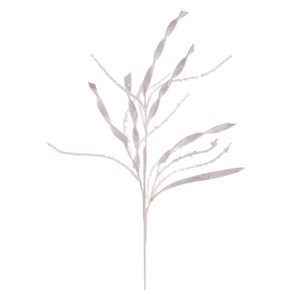 Vickerman 34" White Wavy and Spiral Glitter Spray, 6 per bag.