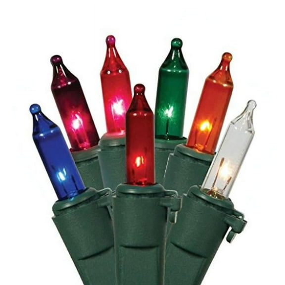 Vickerman 35 Light Multi-color Mini Light/Green Wire End Connecting Lamp Lock Set 4" Bulb Spacing, 12' Long