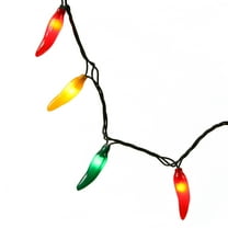 Vickerman 35 Red-Green-Yellow Mini Light Chili Pepper Set on Green Wire