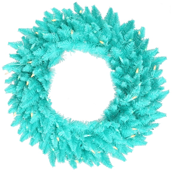 Vickerman 36" Aqua Fir Artificial Christmas Wreath, Aqua Dura-Lit LED lights.