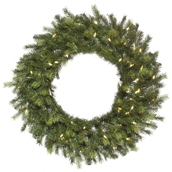 Vickerman 36" Artificial Oak Fraser Fir Wreath with 440 PE/PVC Tips, 100 UL Dura-Lit® LED Warm White Mini Lights.