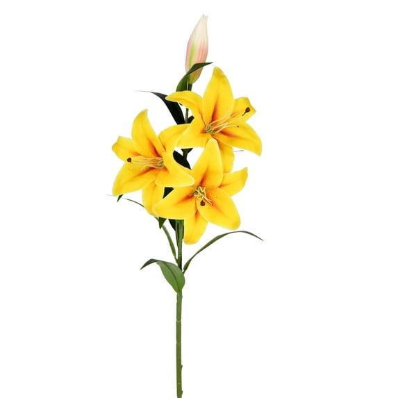 Vickerman 36'' Artificial Yellow Real Touch Lily Spray. Includes 2 sprays per pack.