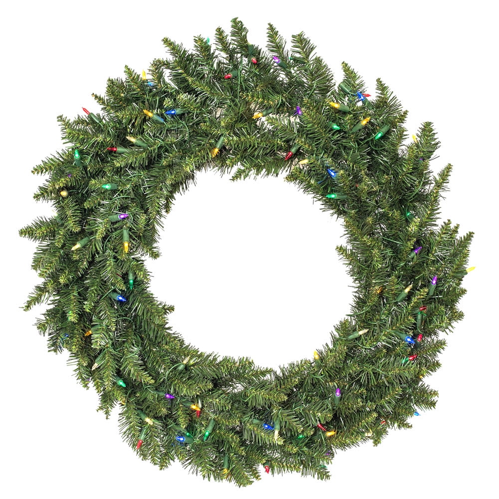 36" Green Camdon Fir Artificial Christmas Wreath with Multi LED Lights