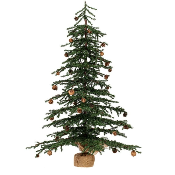 Vickerman 36" Caramel Pine Artificial Christmas Tree Unlit, Seasonal Indoor Home Decor with Decorative Burlap Base