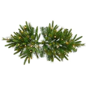 Vickerman 36" Cashmere Artificial Christmas Swag, Warm White LED Battery Operated Lights