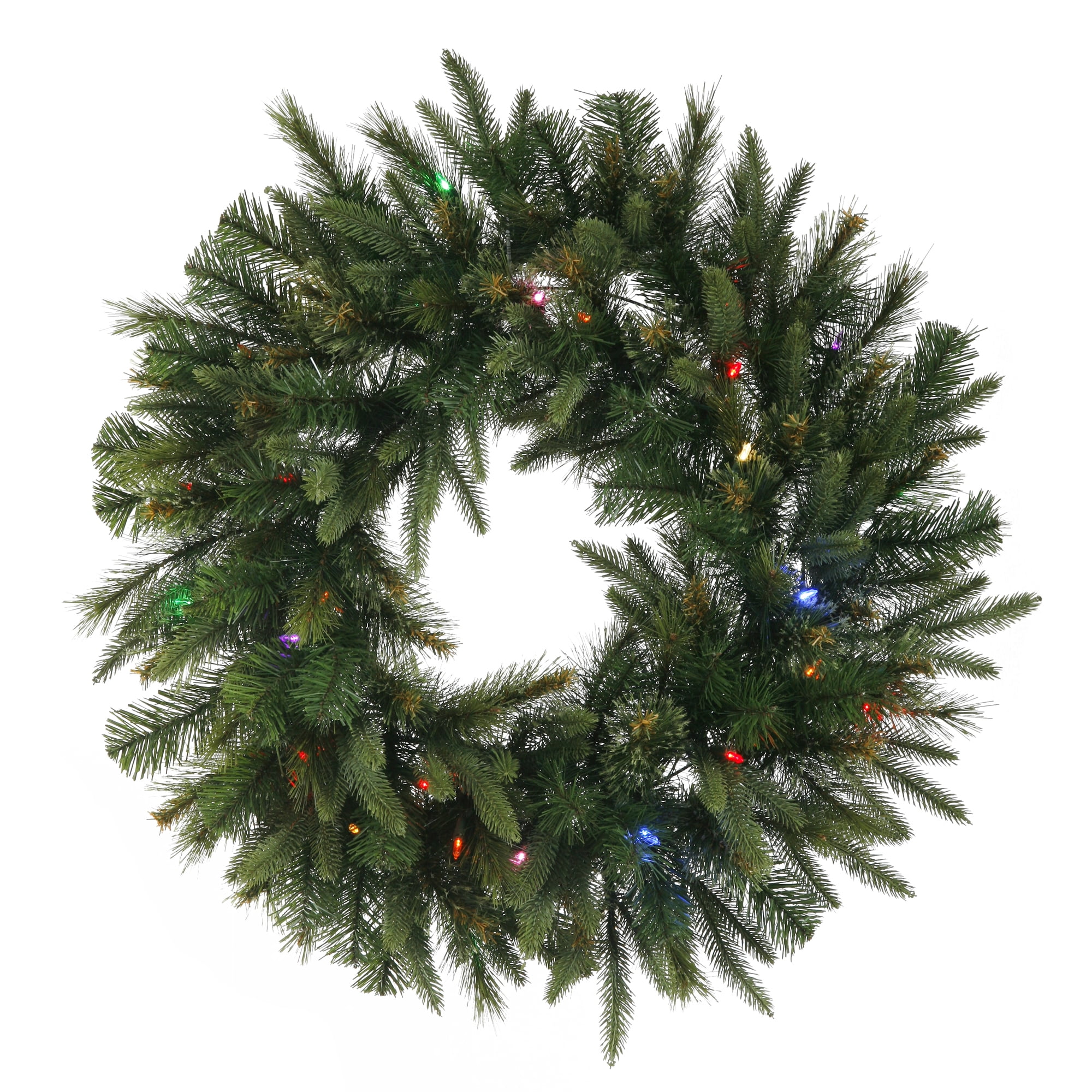 36" Cashmere Pine Artificial Christmas Wreath with Multi-Colored LED Lights