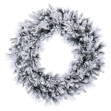 Vickerman 36" Flocked Jackson Pine Artificial Unlit Wreath with 195 Realistic Hardneedle/PVC Tips